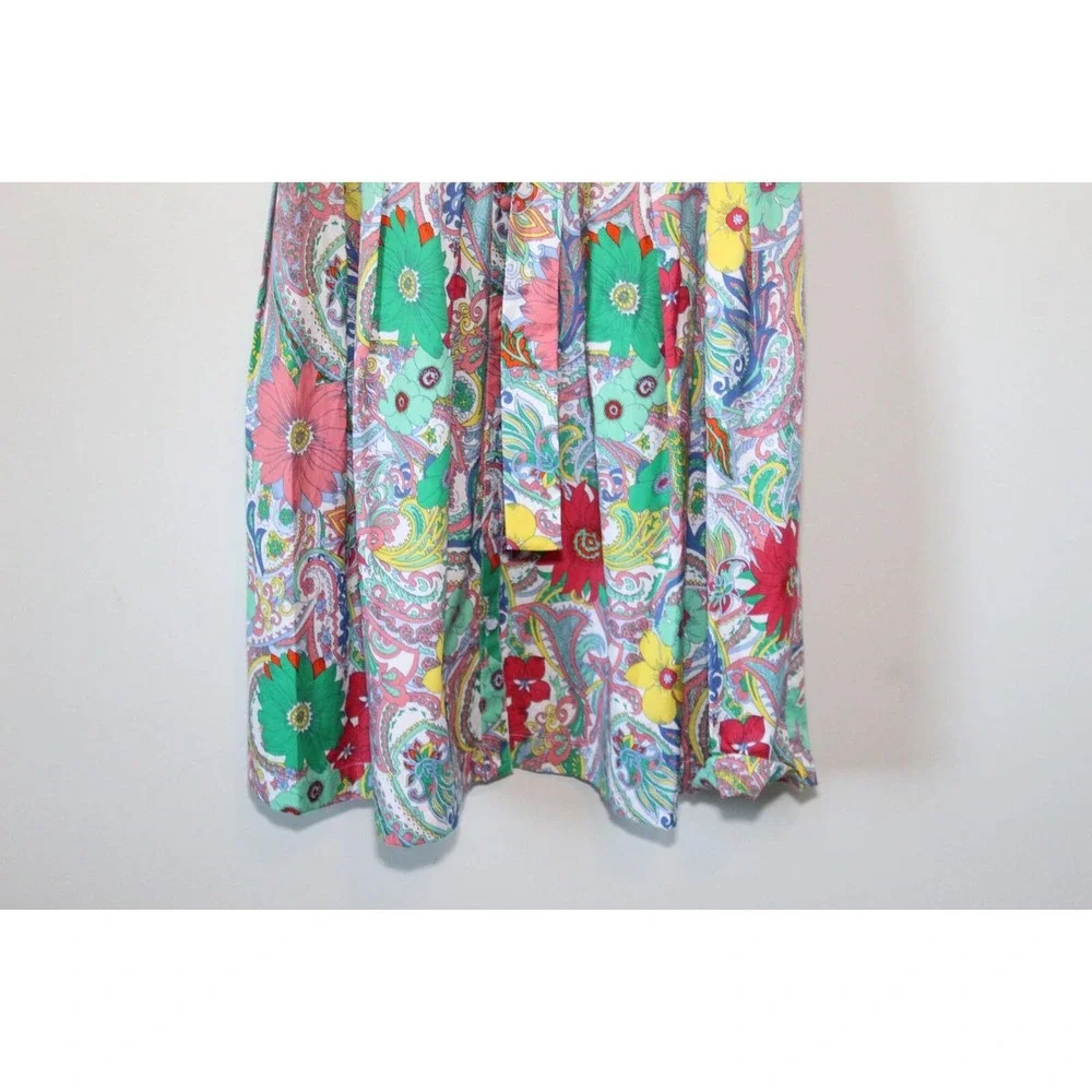NWT Talbots Floral Paisley Sleeveless Button Front Dress With Tie Size 12 H14884 - Picture 4 of 11